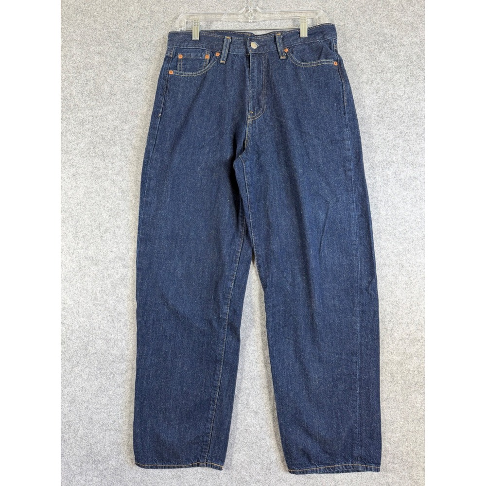 Levi 568 Stay Loose Jeans Mens 30x30 Blue Excellent Cotton Linen Blend Baggy